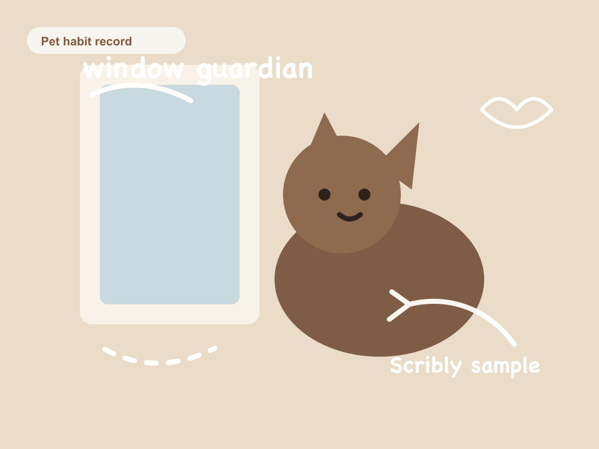 Scribly sample result with a handwritten observation note over a pet near a window